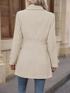 Women's Tailored Belted City Coat with Notch Collar