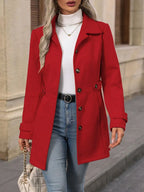 Women's Tailored Belted City Coat with Notch Collar
