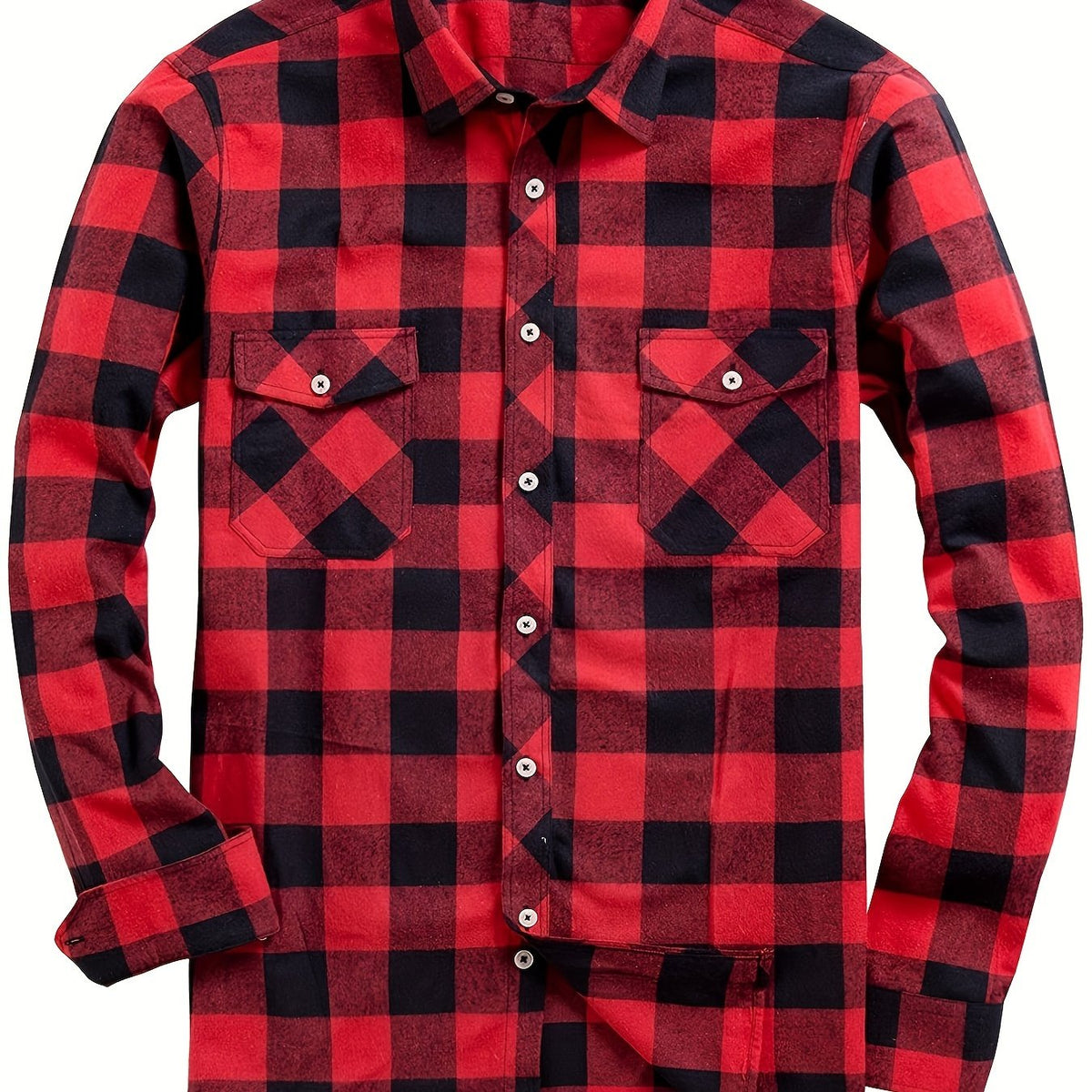 Men's Buffalo Plaid Flannel Shirt with Button Front