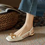 Women's Slingback Square Toe Flats with Open Heel