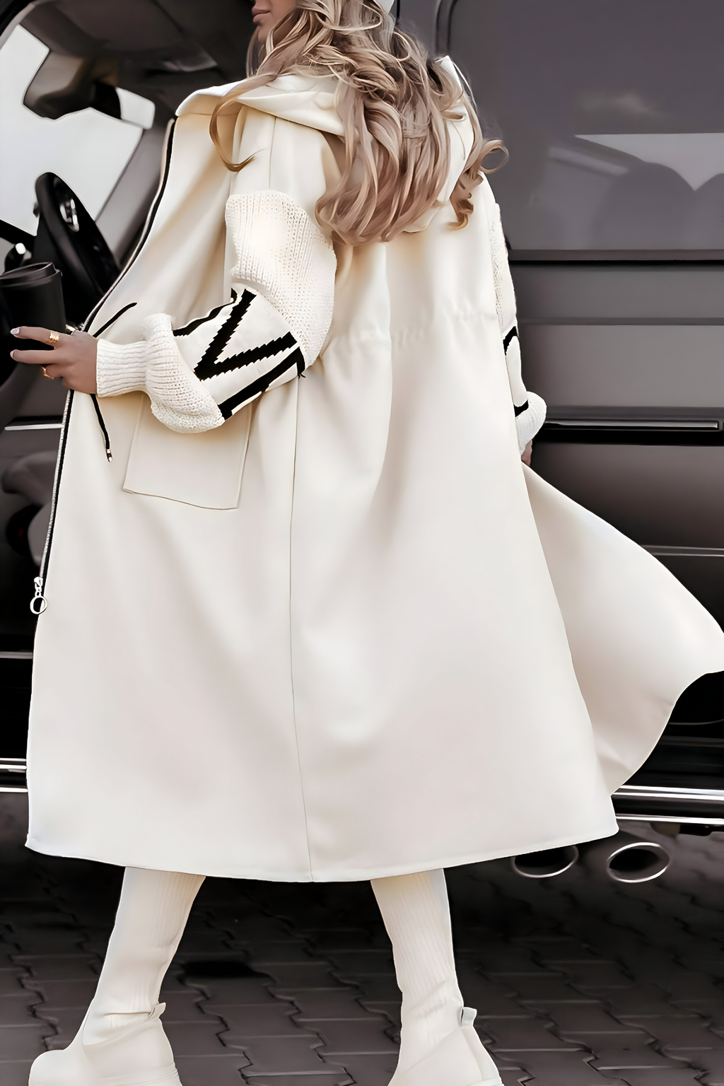 Women's Hooded Oversized Longline Knit Coat