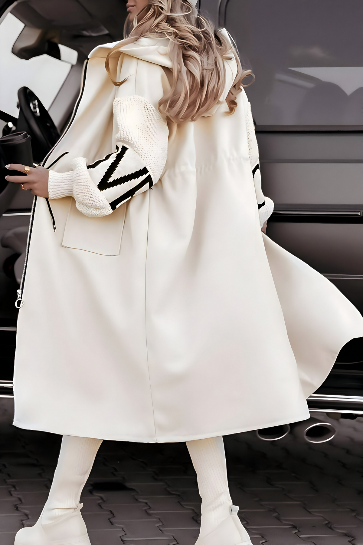 Women's Hooded Oversized Longline Knit Coat