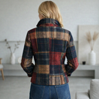 Women's Plaid Stand-Collar Mid-Season Coat