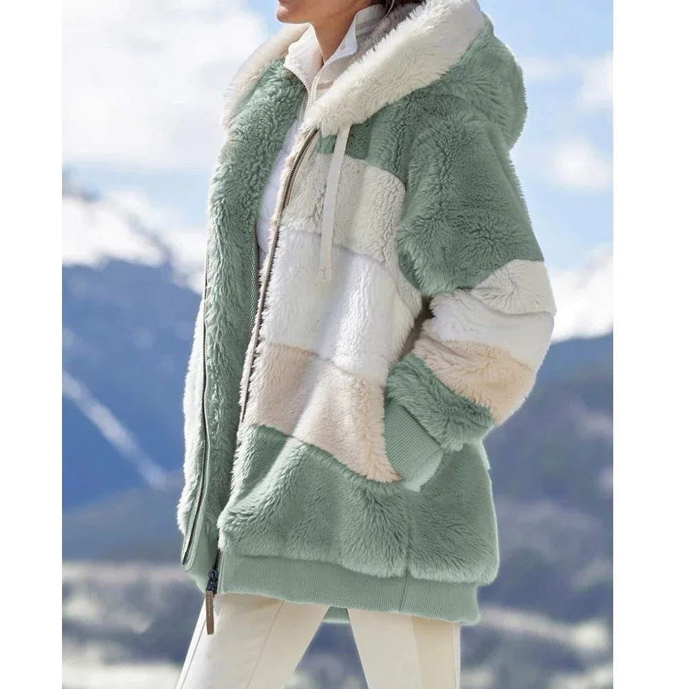 Women's Colorblock Teddy Jacket side