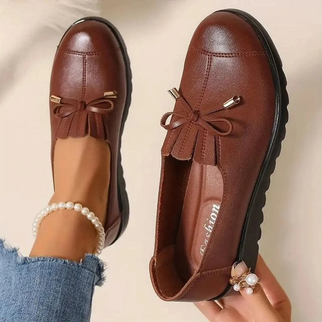 Women's Cushioned Slip-On Loafers with Moc Toe