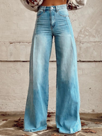 Printed Wide-Leg Pants - Blue
