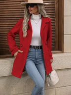 Women's Tailored Belted City Coat with Notch Collar