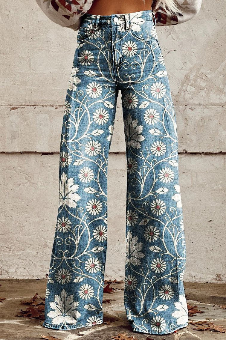 Bohemian Print Wide-Leg Pants