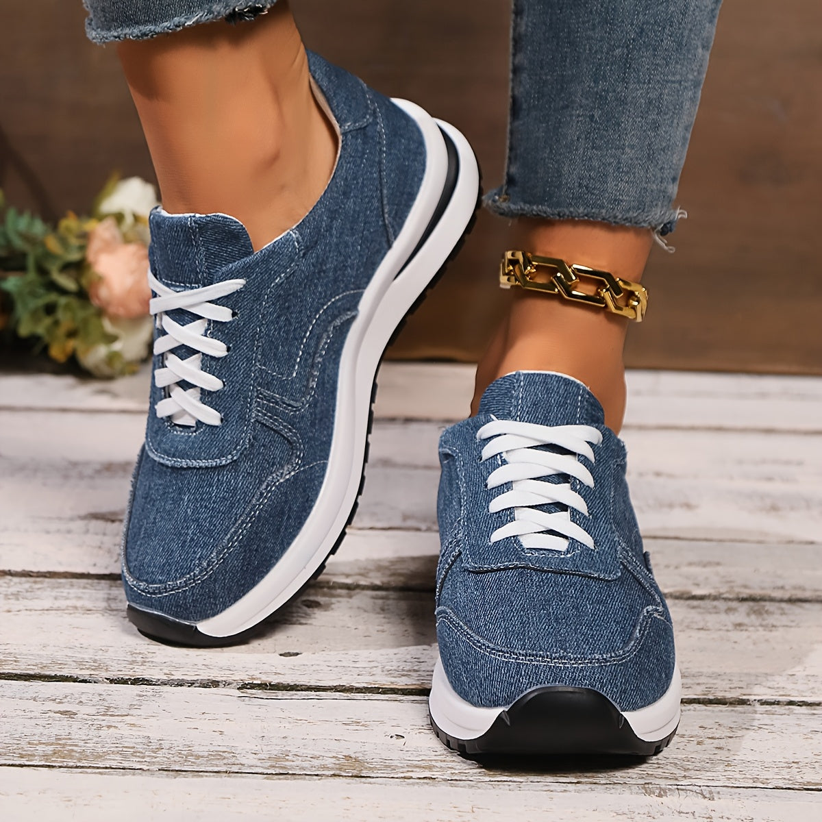 Women's Orthopedic Lace-Up Sneakers with Mesh Panels