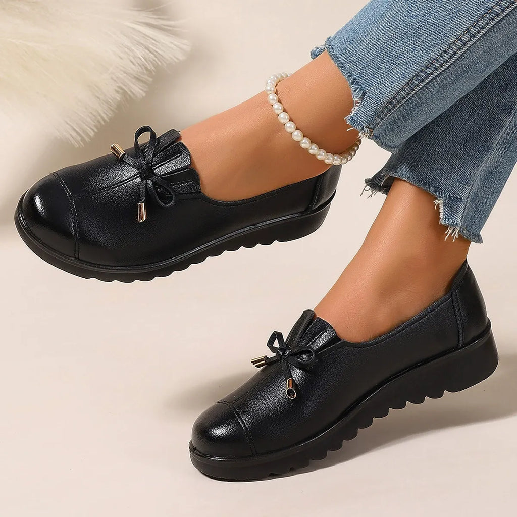 Women's Cushioned Slip-On Loafers with Moc Toe