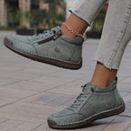 Women's Lace-Up Sneakers with Cushioned Sole and Mesh Panels