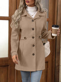 Women's Tailored Belted City Coat with Notch Collar