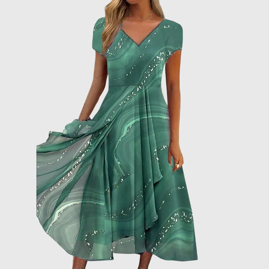 Aubrielle Flowing Midi Dress Green