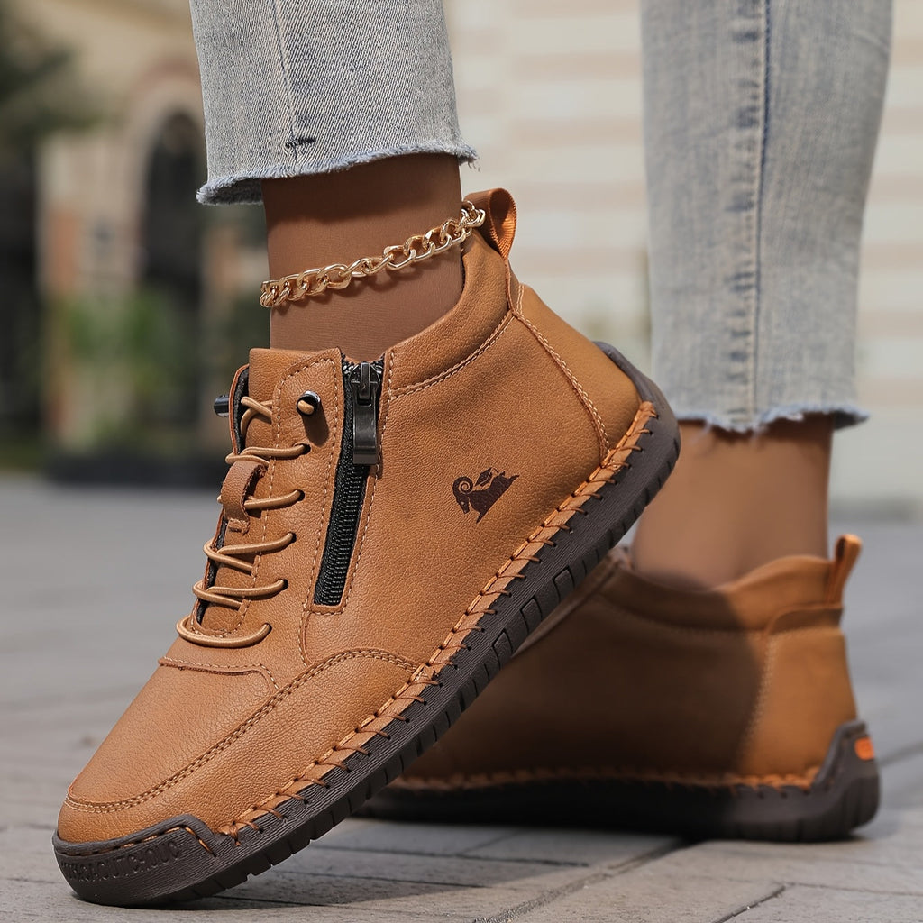 Women's Lace-Up Sneakers with Cushioned Sole and Mesh Panels