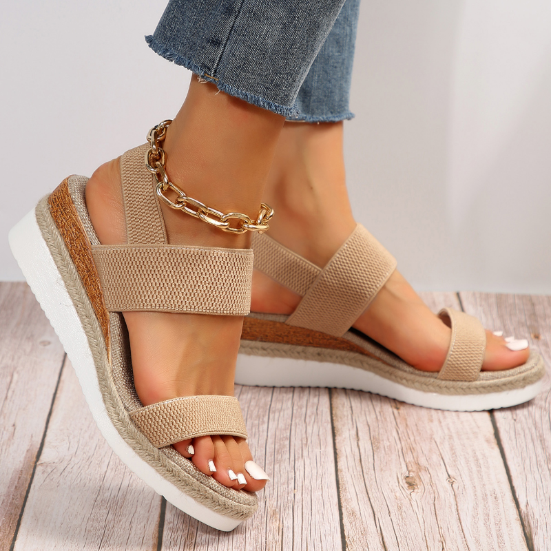 Women's platform wedge sandals in brown