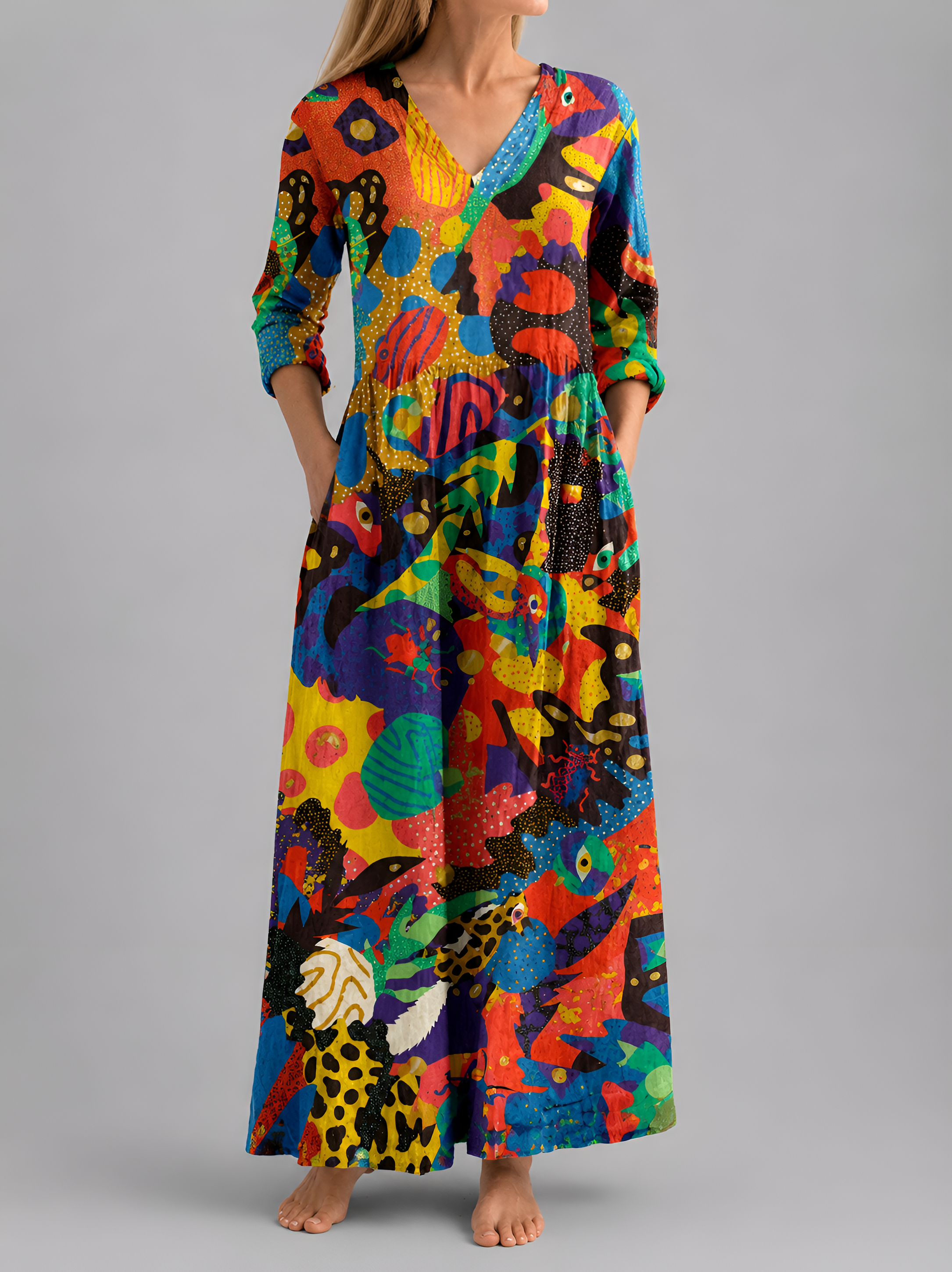 Abstract print relaxed maxi dress - full length