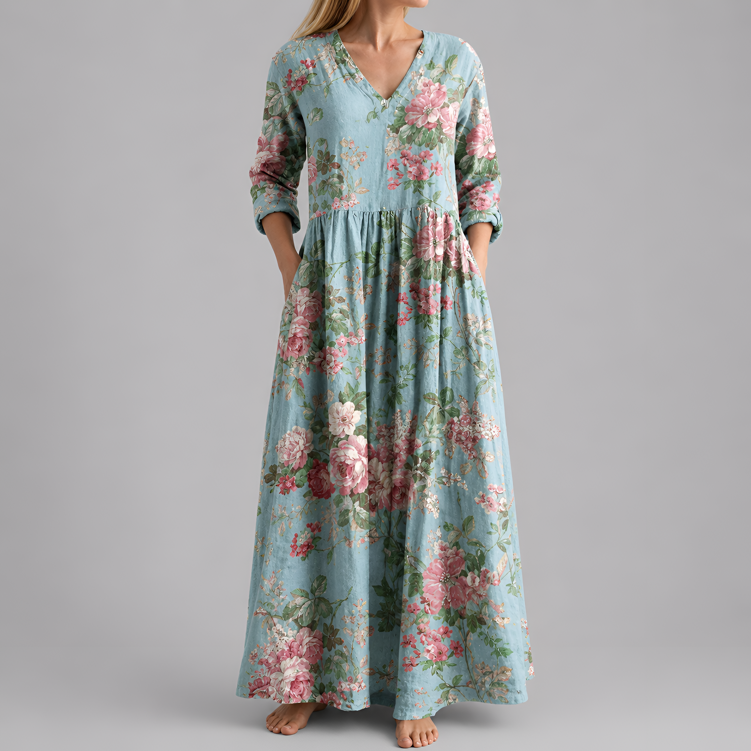 Abstract print relaxed maxi dress - detail view