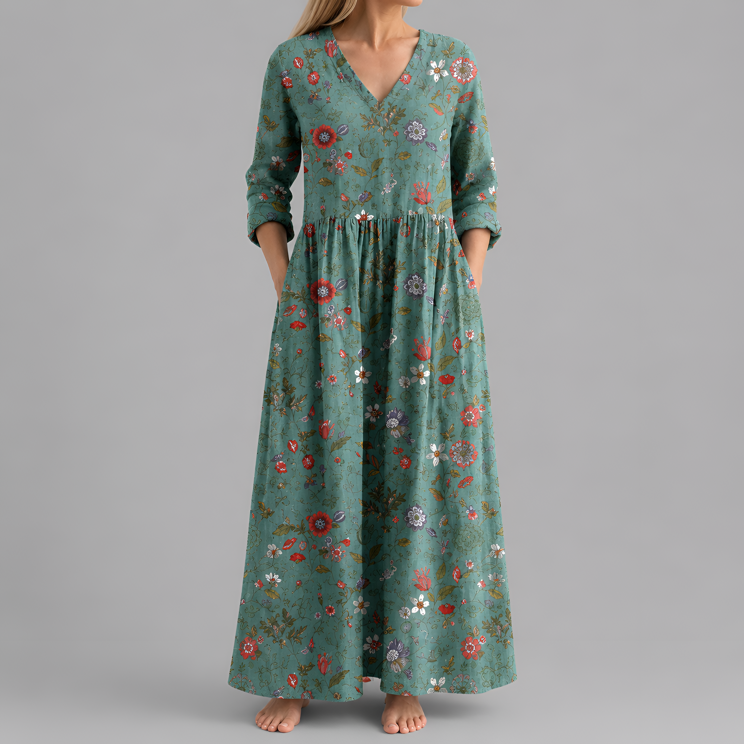 Abstract print relaxed maxi dress - side view