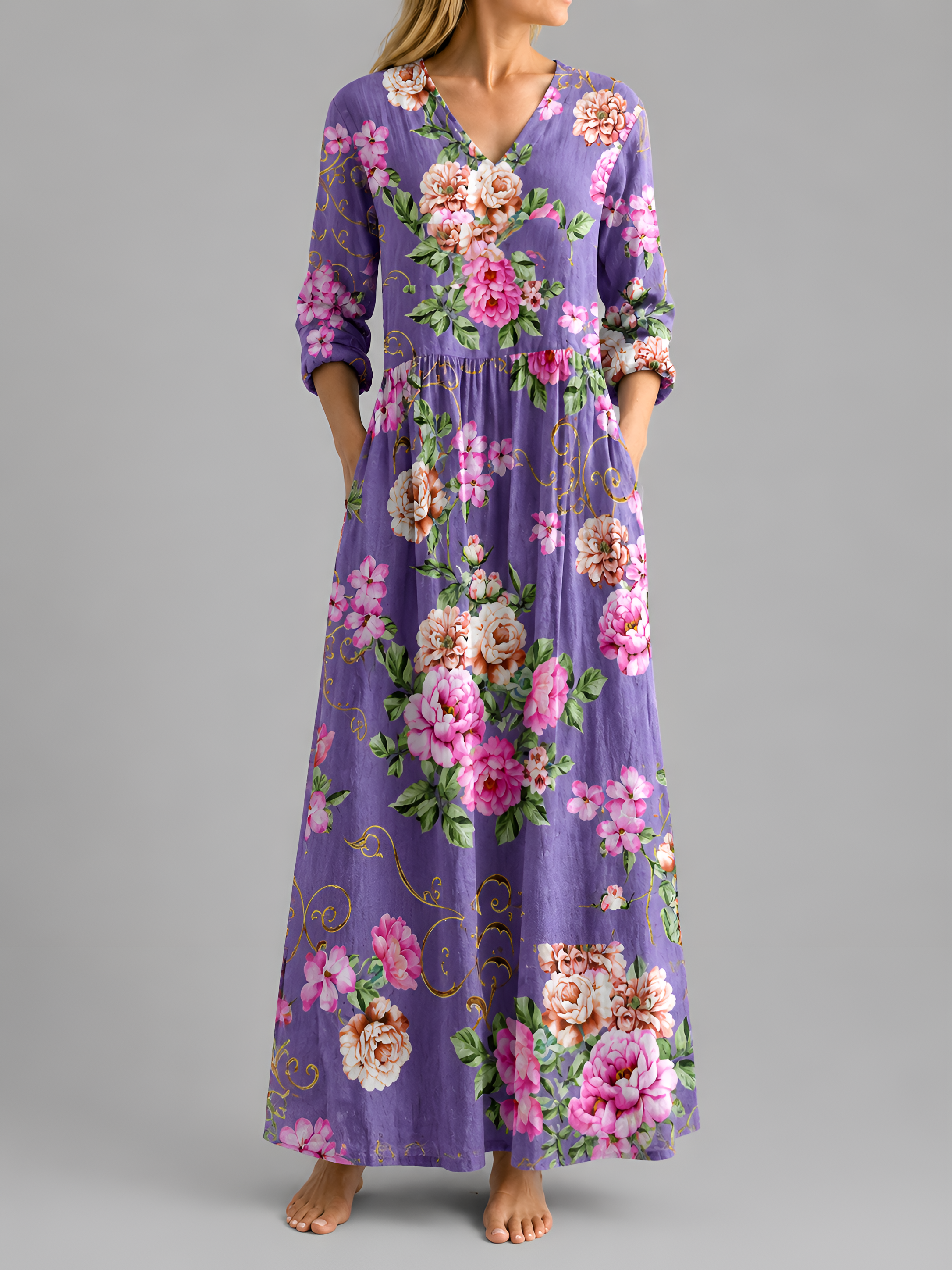 Abstract print relaxed maxi dress - back view