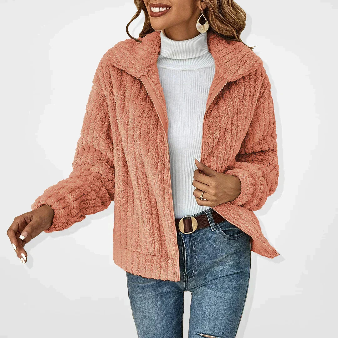 Women's Zip-Front Textured Plush Jacket