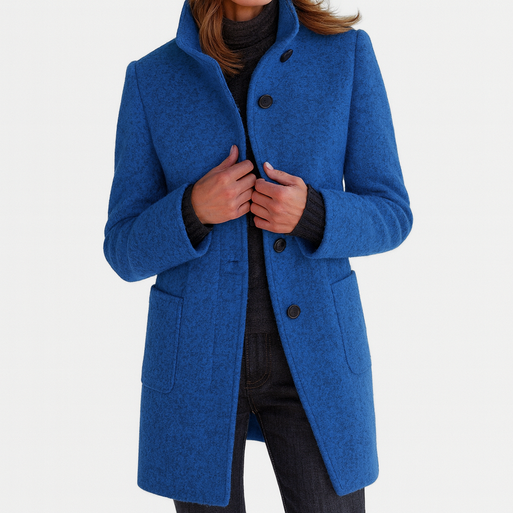 Women's Straight-Cut Button-Front Coat with Notch Collar