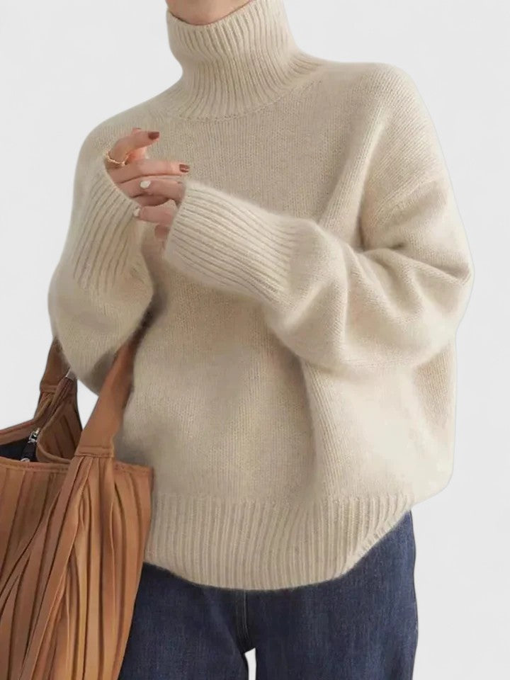 High Collar Knit Pullover - Gray back