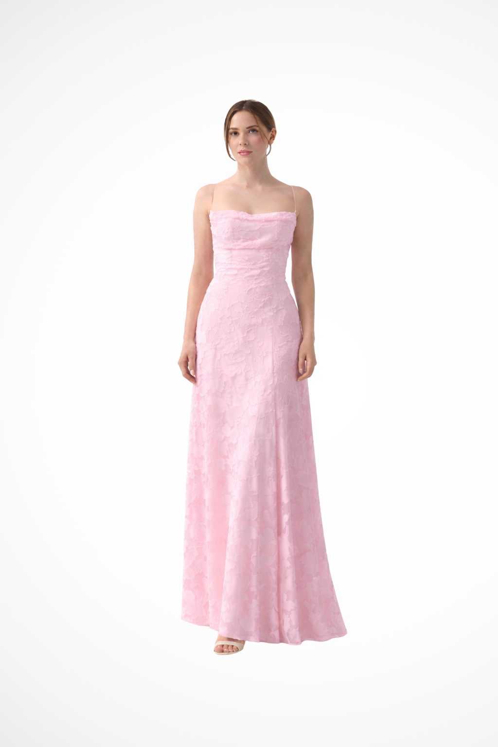 Women's floral jacquard maxi dress in pink