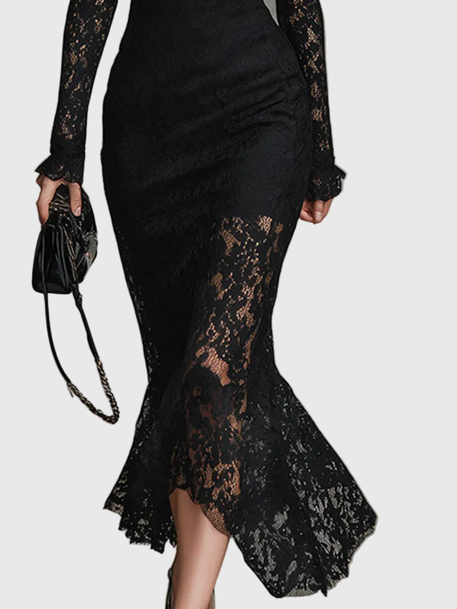 Monica Lace Fishtail Maxi Dress Detail 2