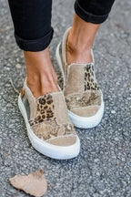 Women's Patterned Slip-On Loafers with Canvas Upper