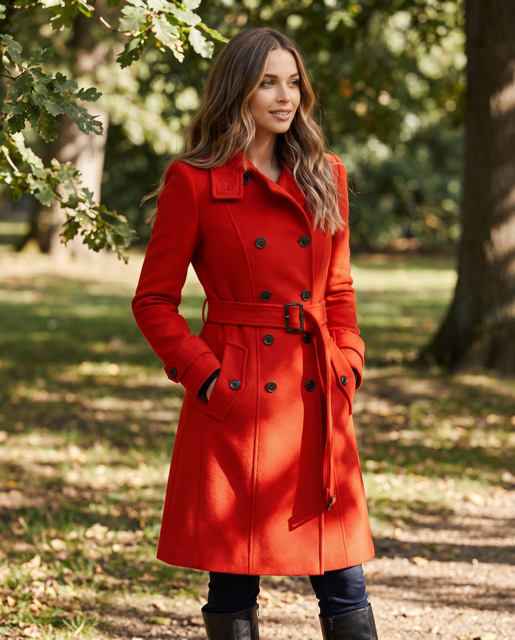Double-Breasted Stand Collar Coat - Black