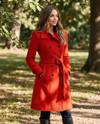 Double-Breasted Stand Collar Coat - Black