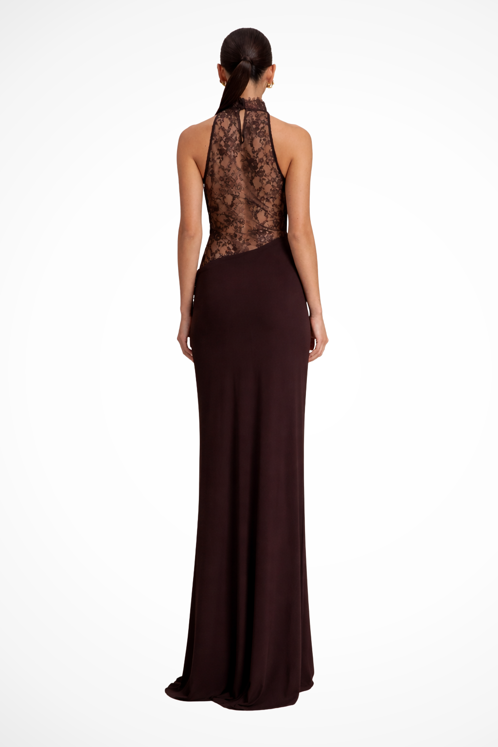 Women's halter lace panel maxi dress - detail
