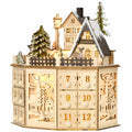 LumiFest Wooden Advent Calendar with 24 Compartments and LED Lighting