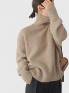High Collar Knit Pullover - Khaki back