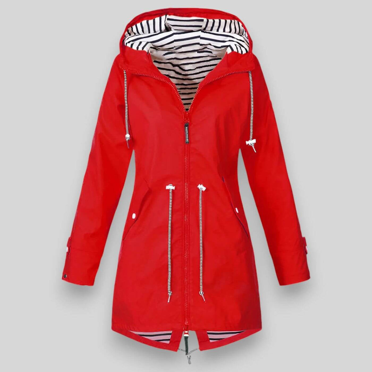 Women's Drawstring Waist Jacket with Zip Front