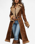 Women's Vintage-Inspired Faux-Suede Long Coat