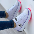 Women's Lace-Up Platform Sneakers with Textured Knit Upper