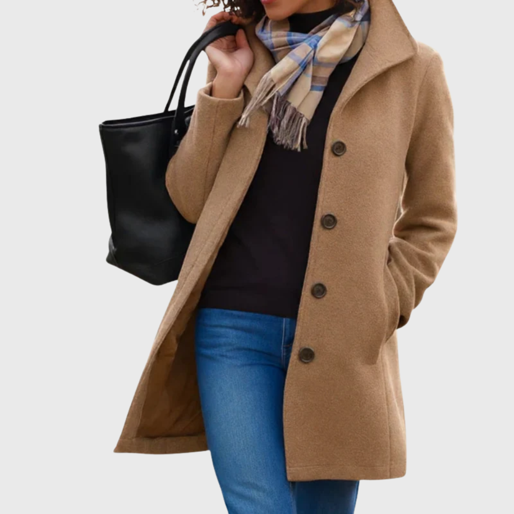 Women's Longline Button-Through Coat with Deep Pockets
