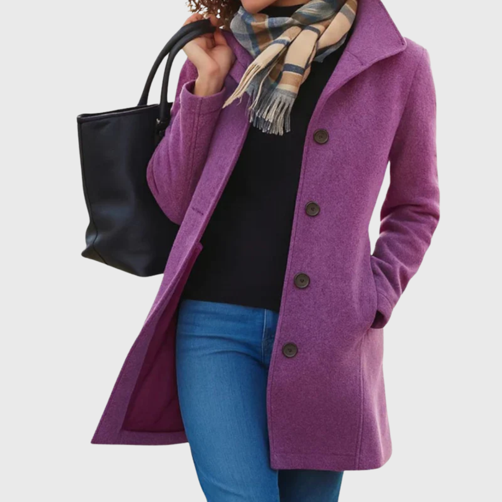 Women's Longline Button-Through Coat with Deep Pockets