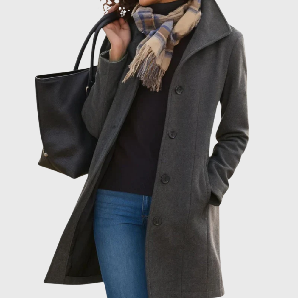 Women's Longline Button-Through Coat with Deep Pockets