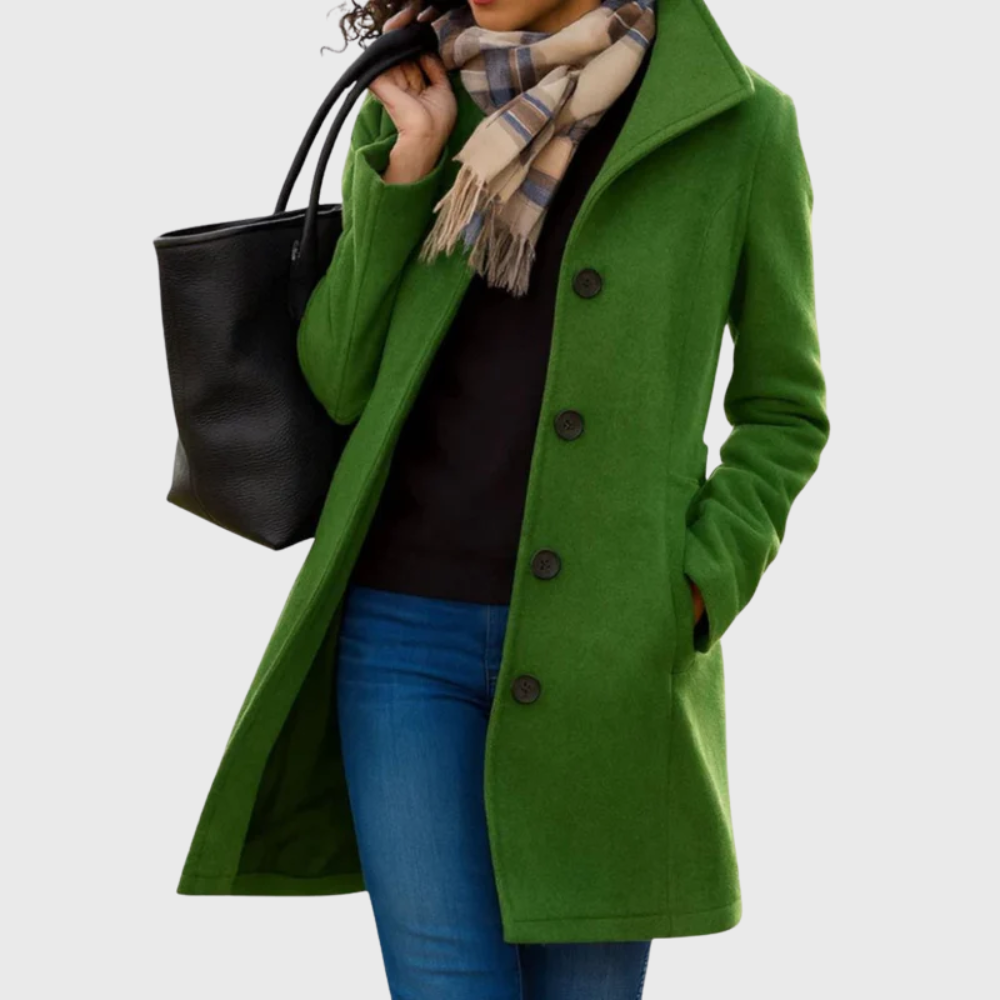 Women's Longline Button-Through Coat with Deep Pockets