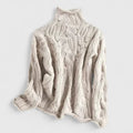 Turtleneck Cable Knit Sweater - Beige