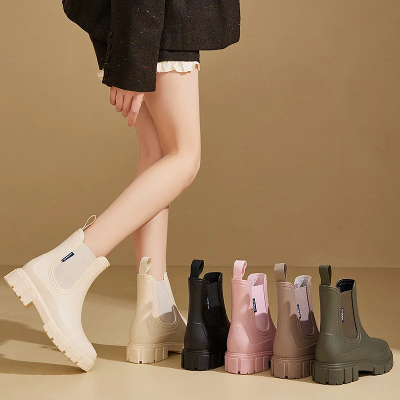 Women's Pull-On Rain Boots with Waterproof Shell