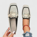 Women's Square Toe Loafers with Decorative Strap
