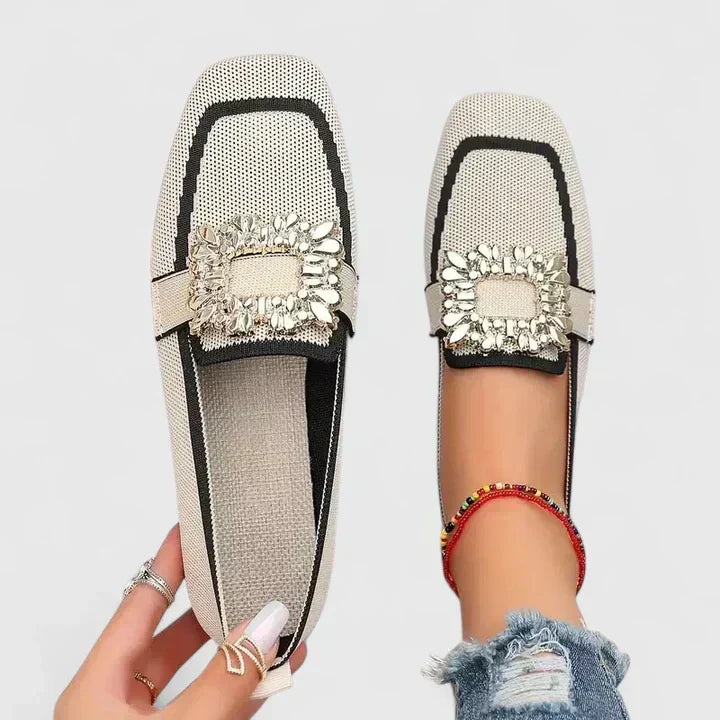 Women's Square Toe Loafers with Decorative Strap