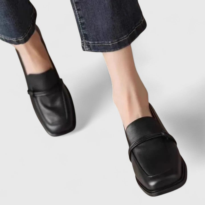 Women's Square Toe Slip-On Loafers with Low Heel