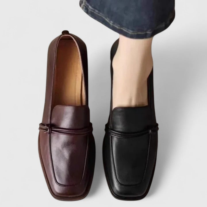 Women's Square Toe Slip-On Loafers with Low Heel