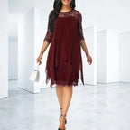 Women's Layered Ruffle Knee-Length Dress front