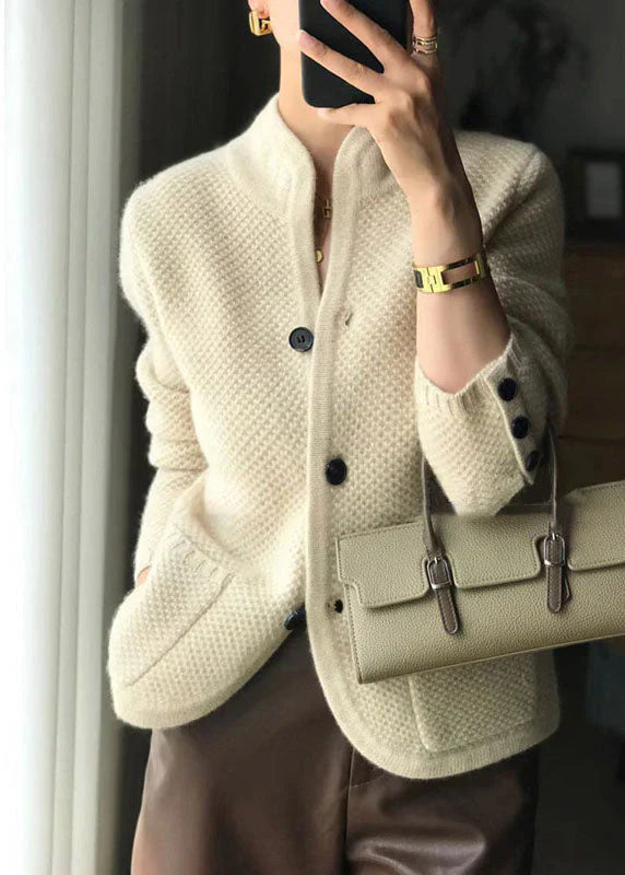 Women's Stand-Collar Knit Button Blazer