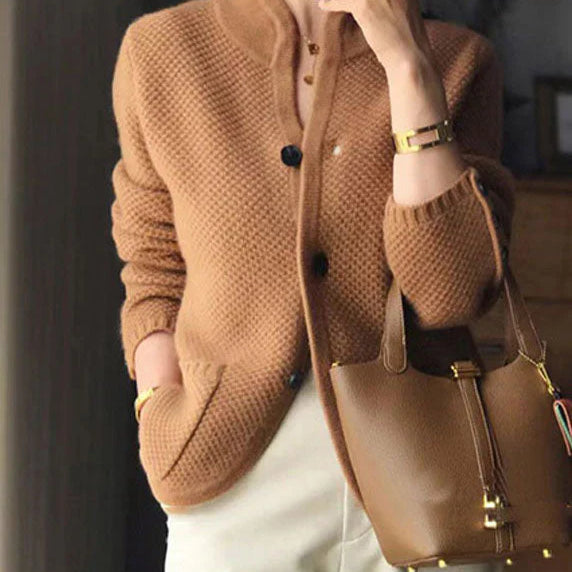 Women's Stand-Collar Knit Button Blazer